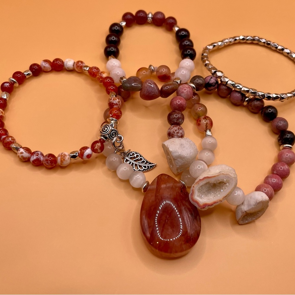 ⭐️Bracelets stackable 5 set. “Red flames of the fire🔥“ stretchy fits most sizes